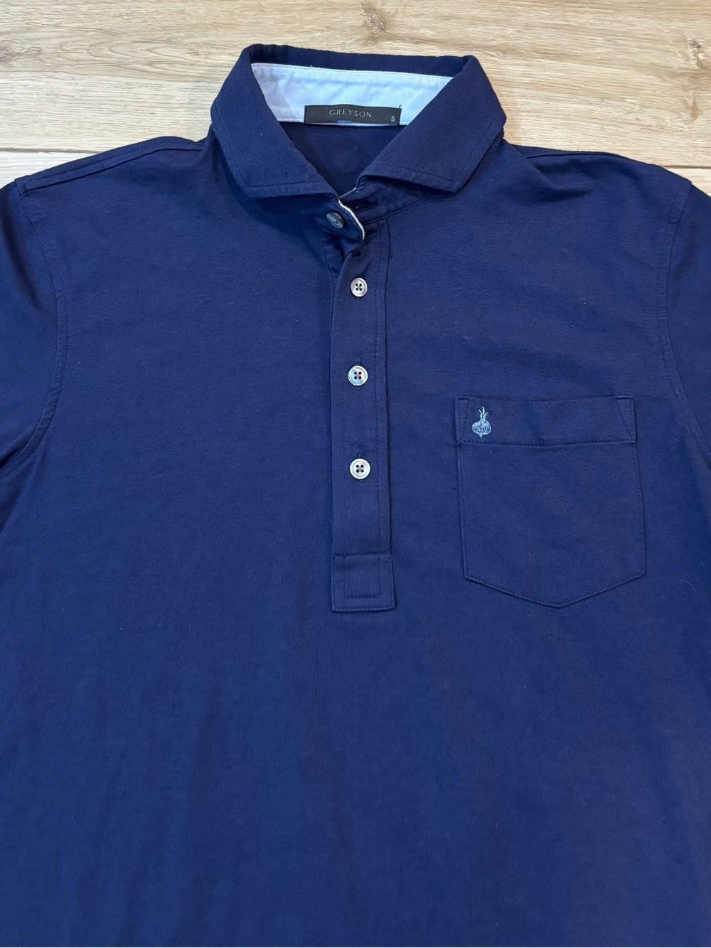 Greyson Ohoopee Match Club Golf Polo Solid Navy Top 100 Small S Pima Cotton